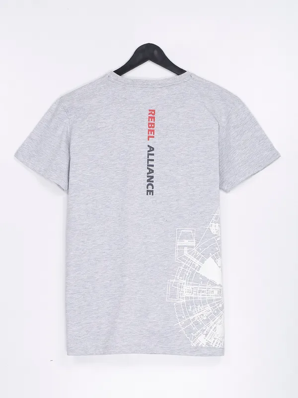 Octave cotton grey printed t shirt