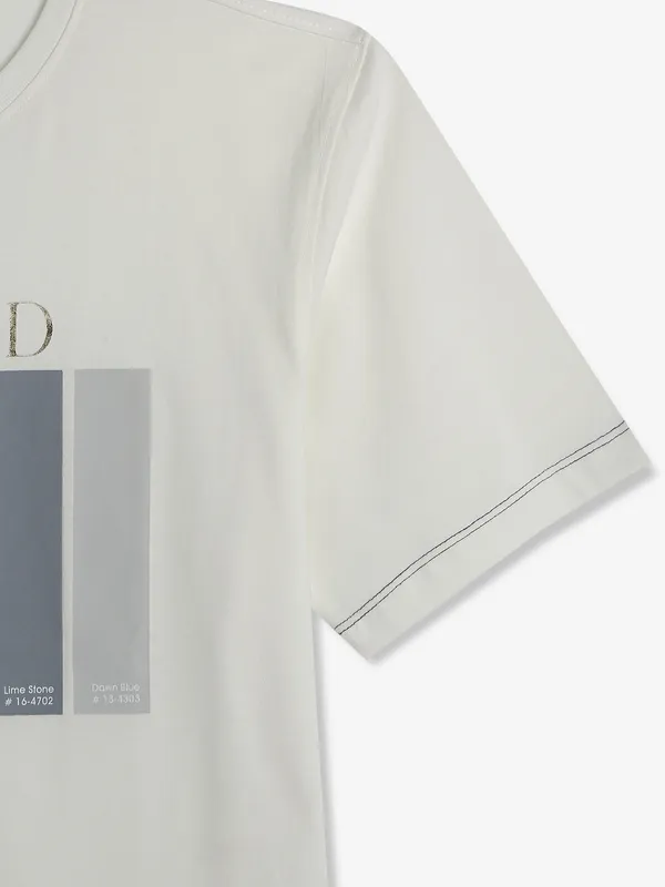 OCTAVE cotton off-white printed t-shirt