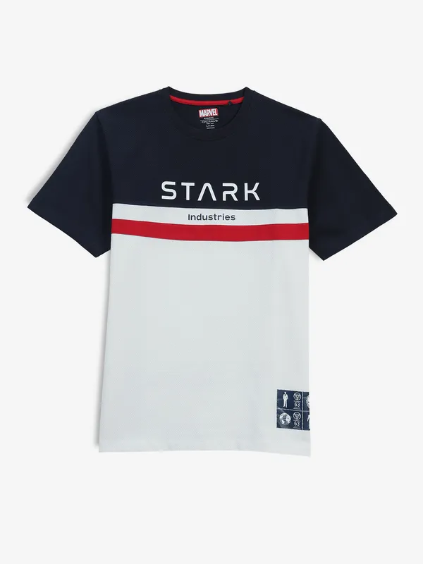 OCTAVE cotton white color block t-shirt
