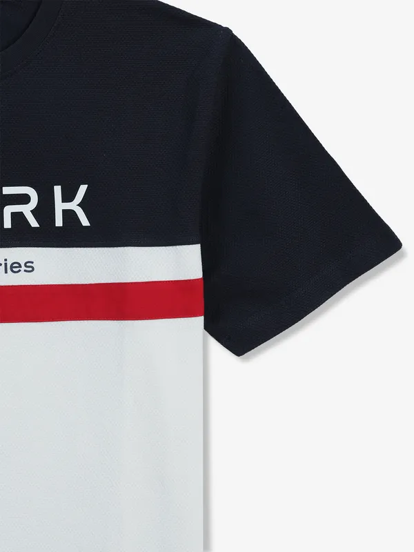 OCTAVE cotton white color block t-shirt