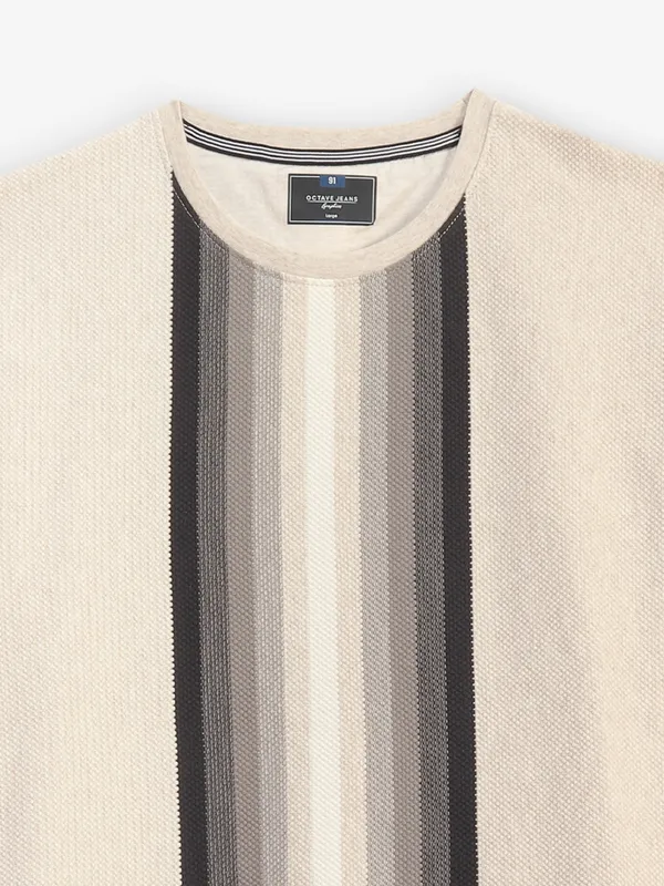 OCTAVE cream printed cotton t-shirt