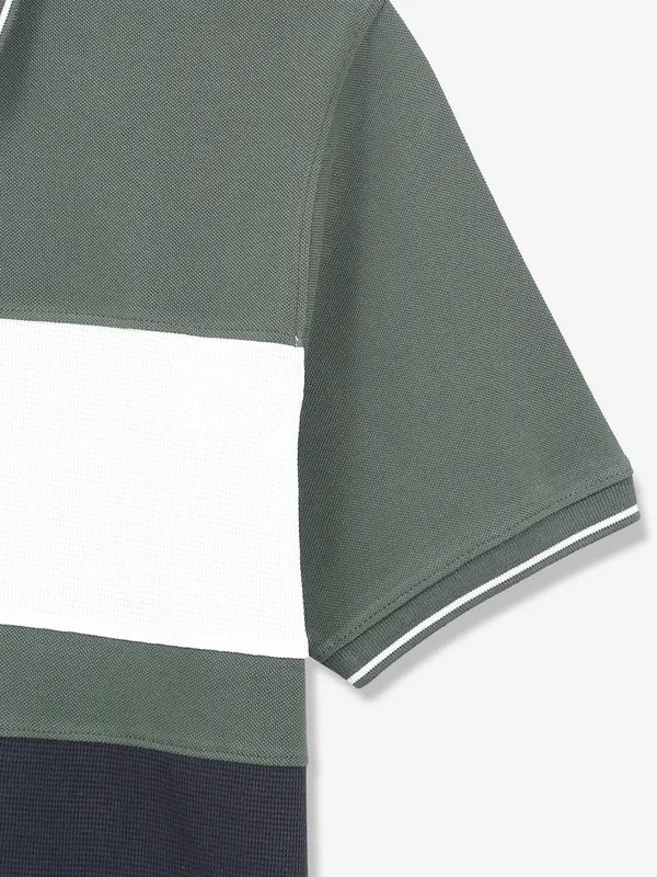 OCTAVE green cotton color block t-shirt