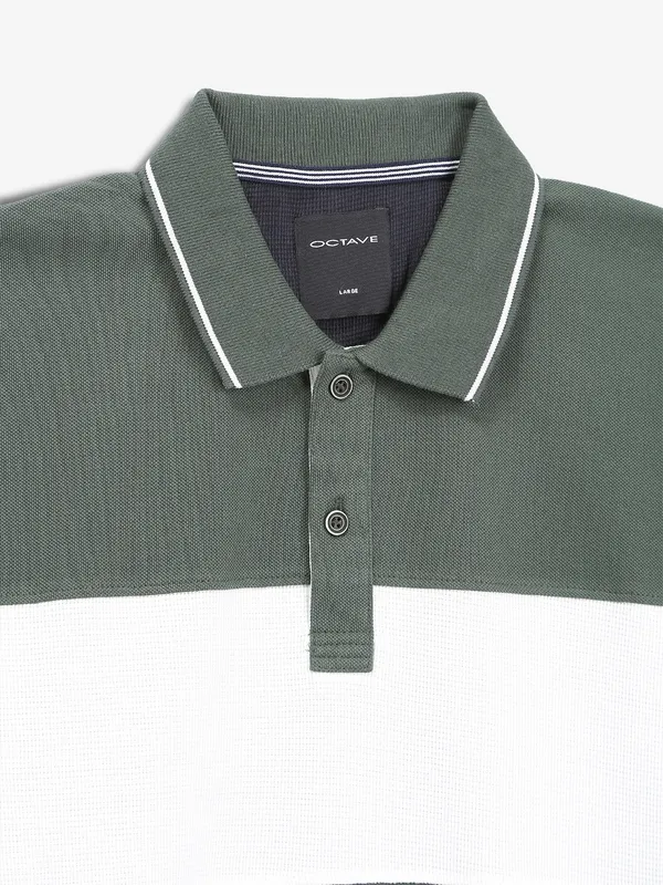 OCTAVE green cotton color block t-shirt