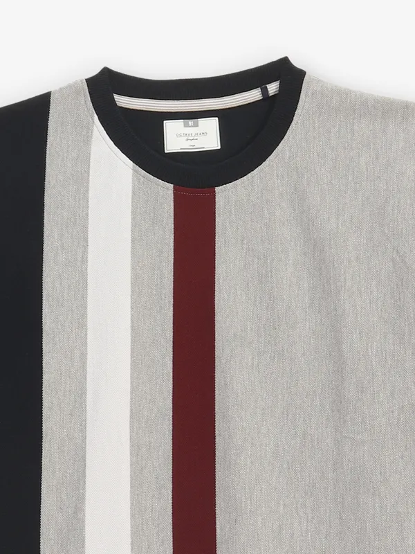 OCTAVE grey color block cotton t-shirt