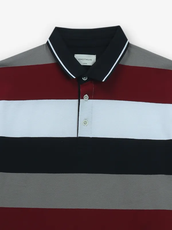 OCTAVE grey stripe polo t-shirt