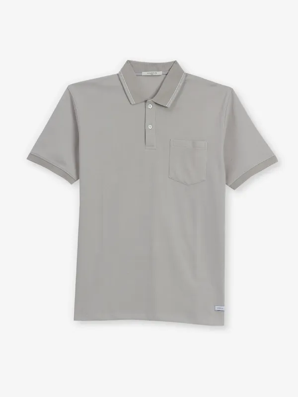 OCTAVE light grey cotton polo t-shirt