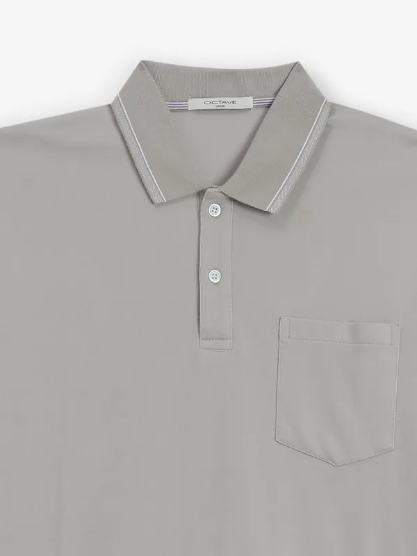 OCTAVE light grey cotton polo t-shirt