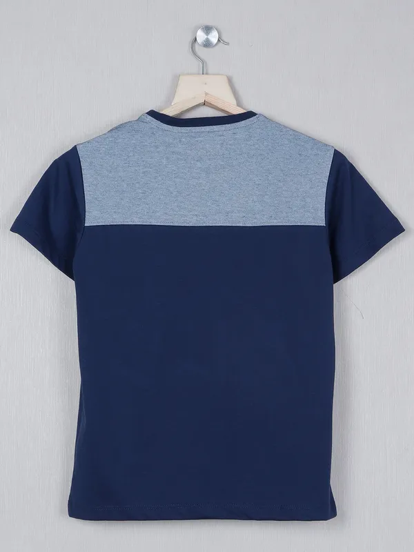Octave navy blue color printed t-shirt for boys