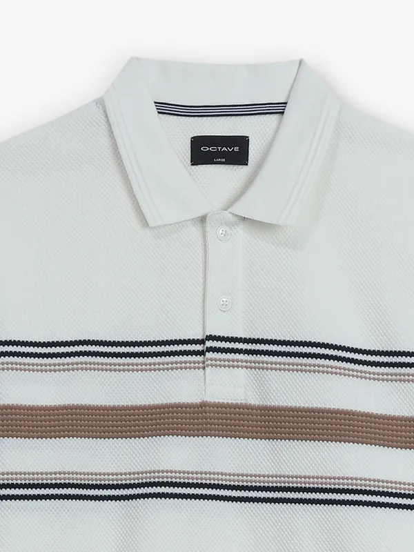 OCTAVE off-white cotton polo t-shirt