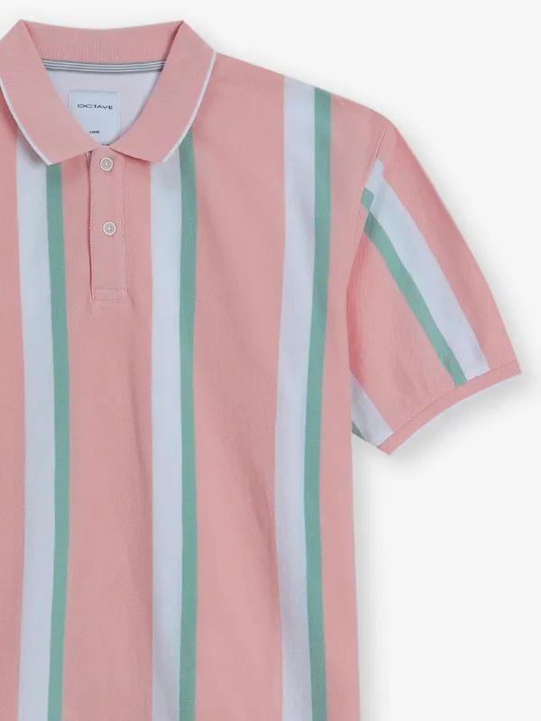 OCTAVE peach stripe cotton t-shirt