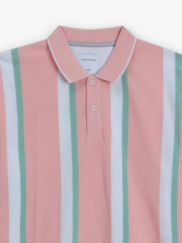 OCTAVE peach stripe cotton t-shirt