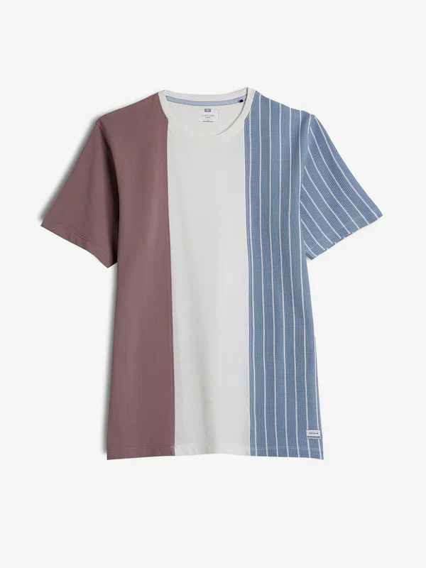 OCTAVE pink cotton color block t-shirt