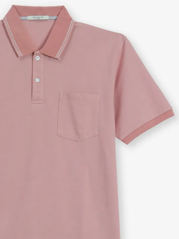 OCTAVE pink plain cotton t-shirt