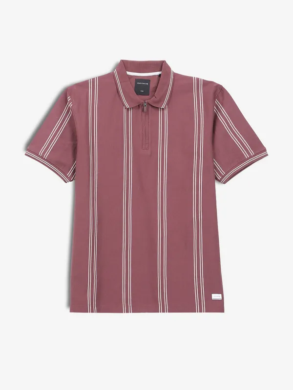 OCTAVE pink stripe polo cotton t-shirt