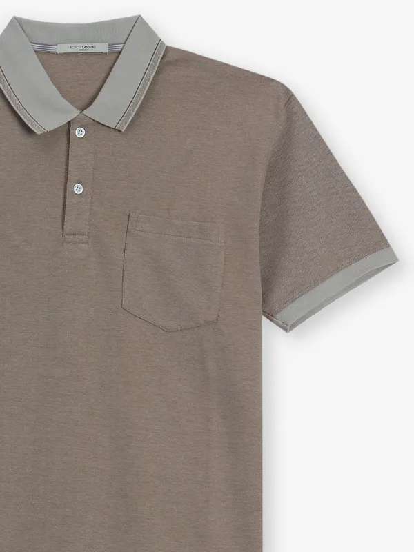 OCTAVE plain khaki cotton t-shirt