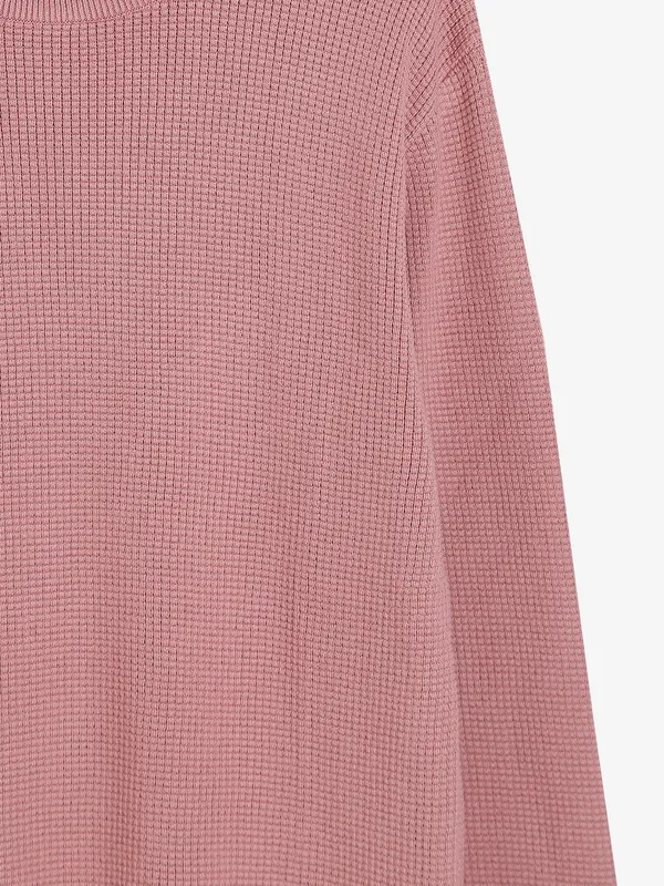 Octave plain knitted onion pink t shirt