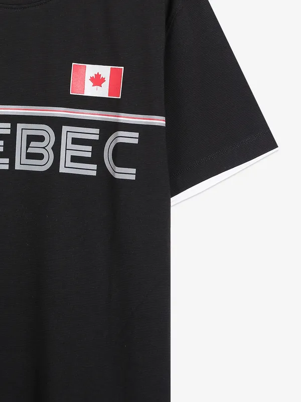 Octave printed black slim fit t shirt