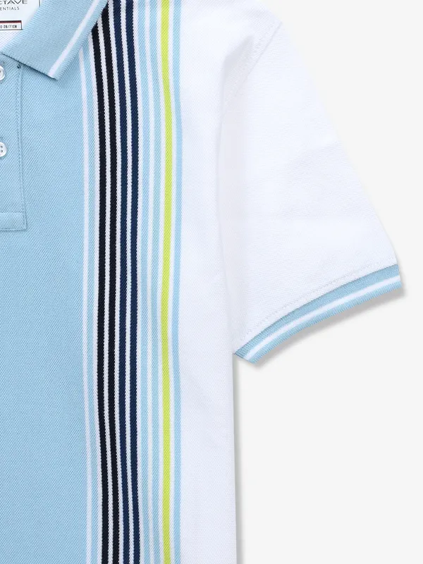 OCTAVE sky blue stripe polo t-shirt