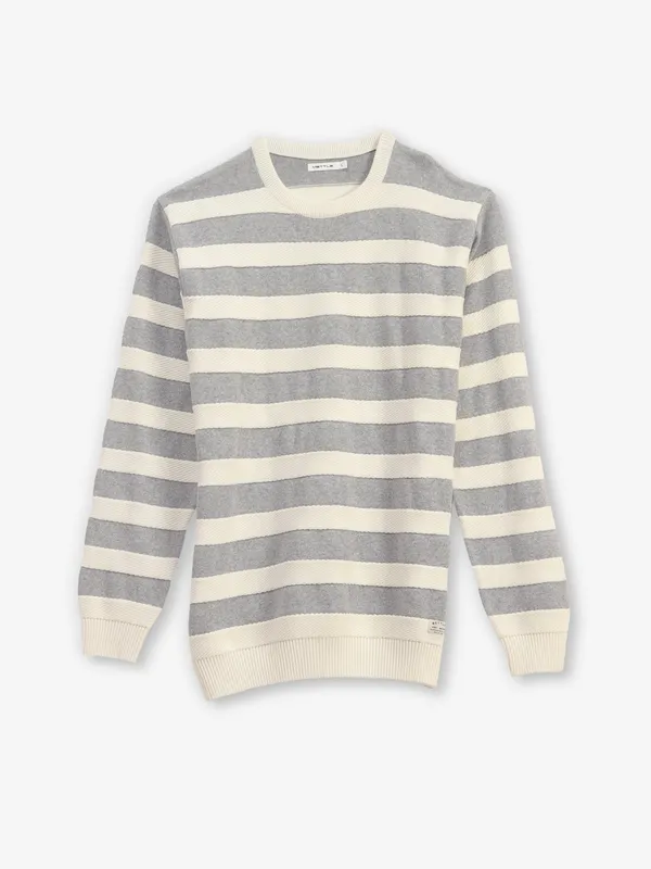 Octave stripe grey and white cotton t-shirt