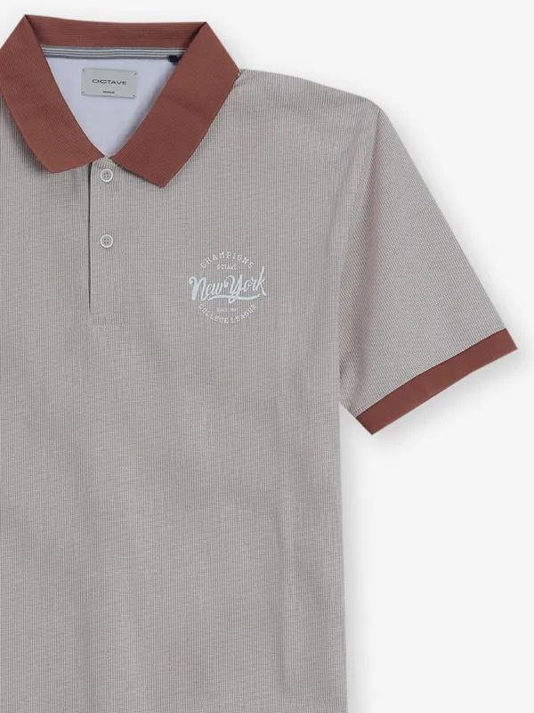 OCTAVE white and brown cotton t-shirt