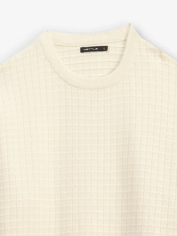 Octave white checks knitted t-shirt