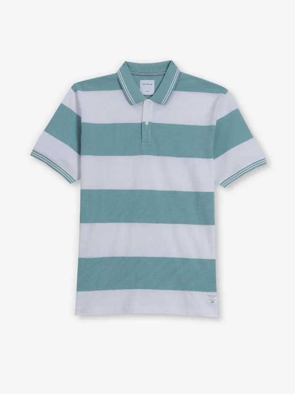 OCTAVE white and blue stripe cotton t-shirt