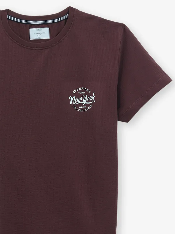 OCTAVE wine color block cotton t-shirt