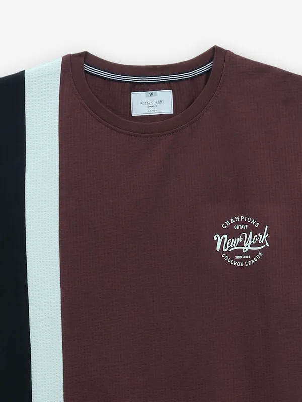 OCTAVE wine color block cotton t-shirt
