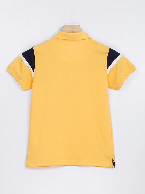 Octave yellow polo neck cotton t shirt