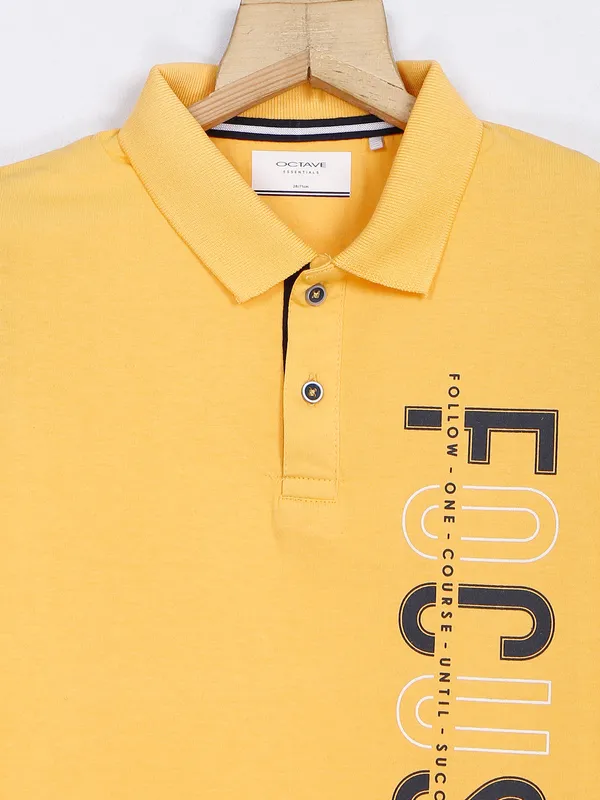 Octave yellow polo neck cotton t shirt