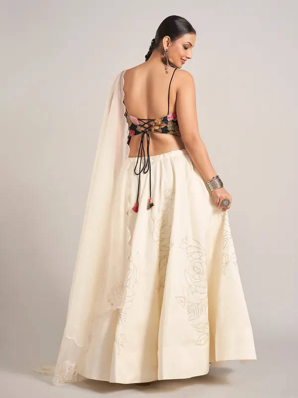 Off white and black chaniya choli with dupatta