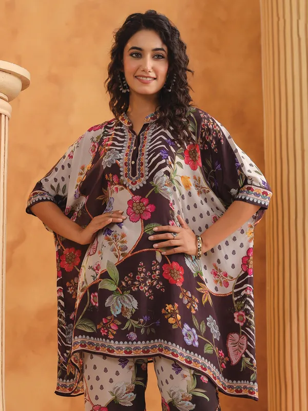 Off white and black silk printed co ord set