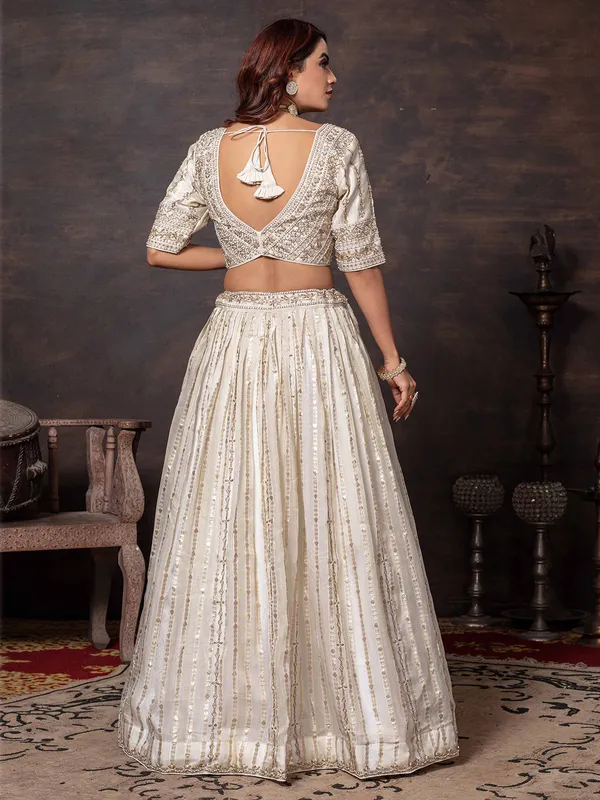 Off white banarasi tissue silk lehenga choli