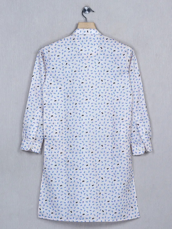 Off white color cotton festive wear kurta suit