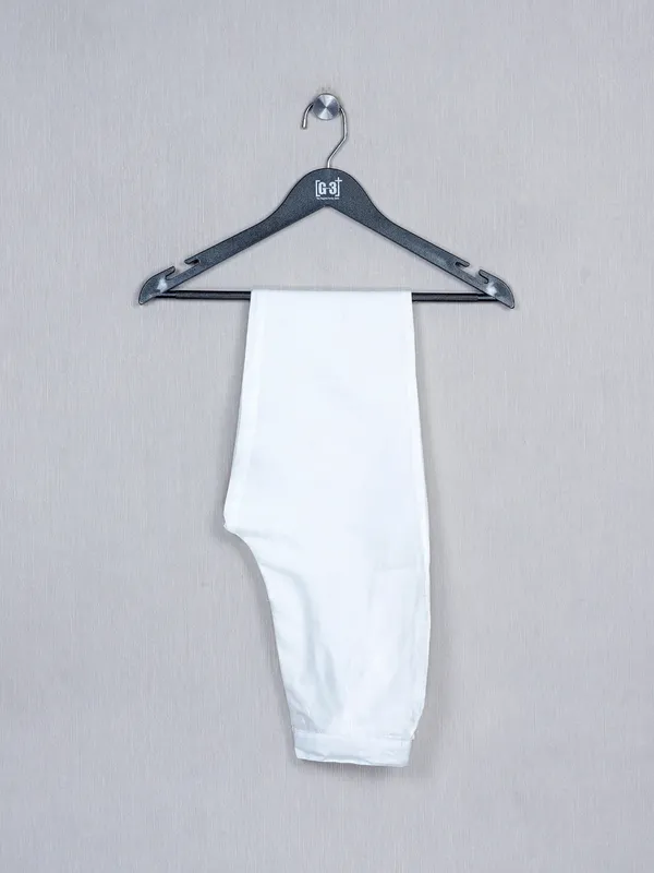 Off white color cotton festive wear kurta suit