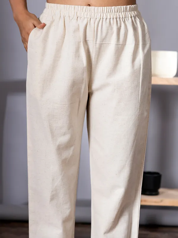 Off-white cotton co-ord set for women