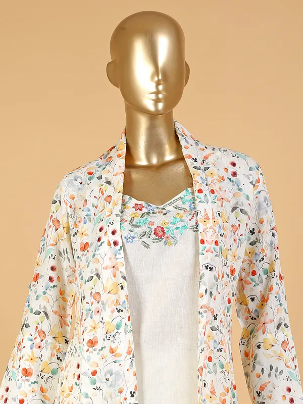 Off white cotton jacket style co ord set