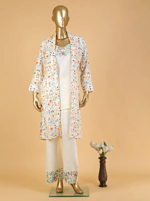 Off white cotton jacket style co ord set