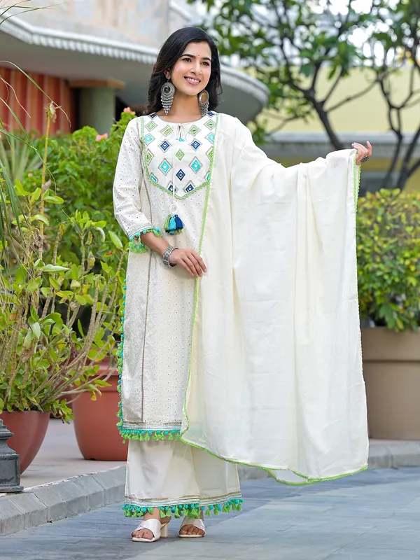 Off-white cotton palazzo set
