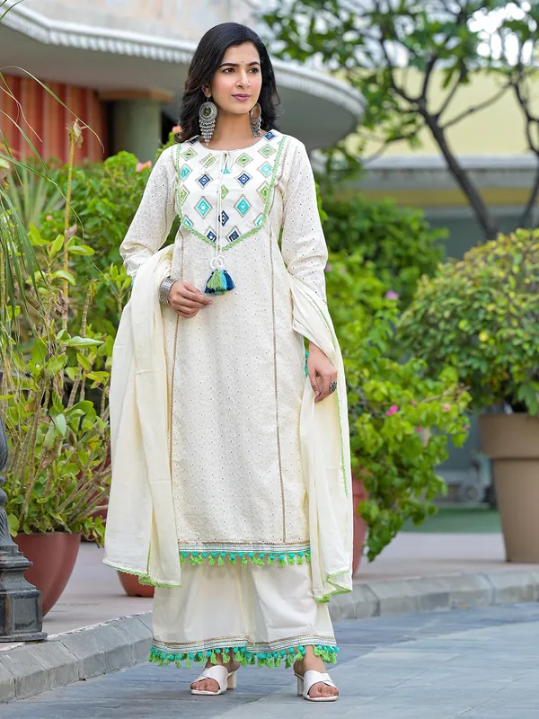 Off-white cotton palazzo set