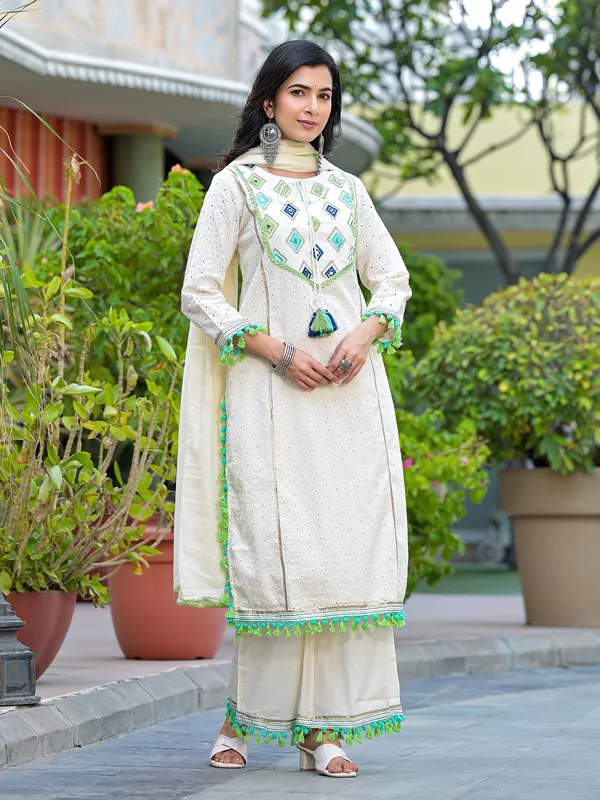 Off-white cotton palazzo set