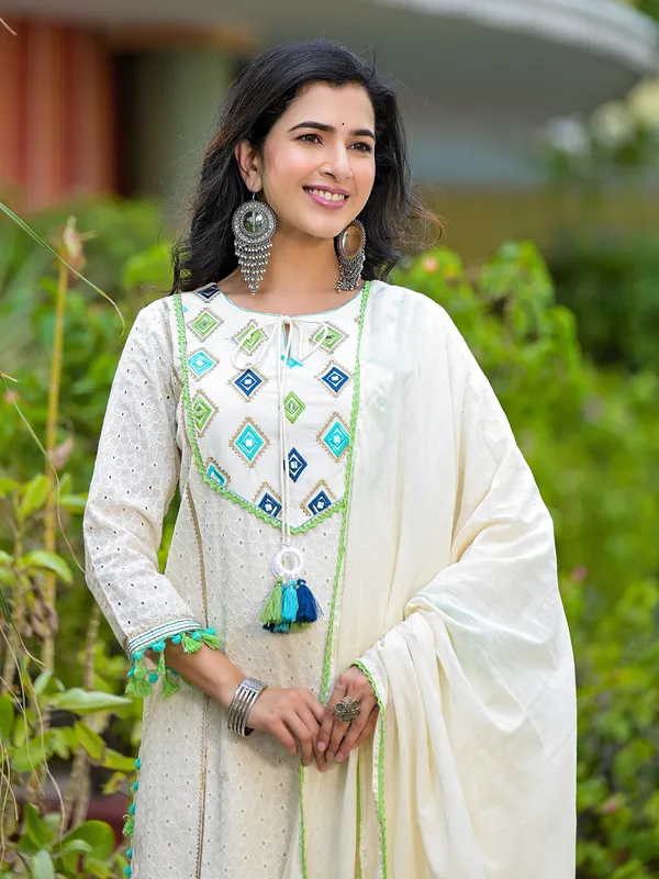 Off-white cotton palazzo set