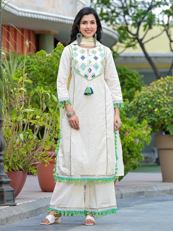 Off-white cotton palazzo set