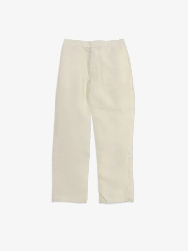 Off-white cotton silk indowestern for wedding