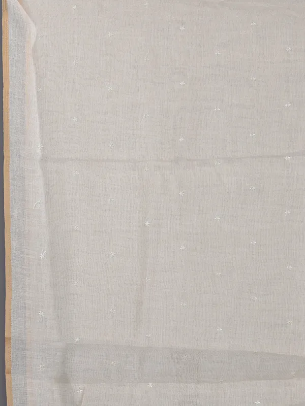 Off white cotton silk saree for festival