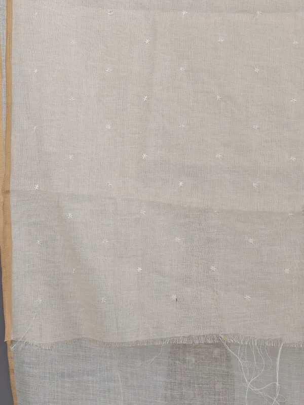 Off white cotton silk saree for festive wear