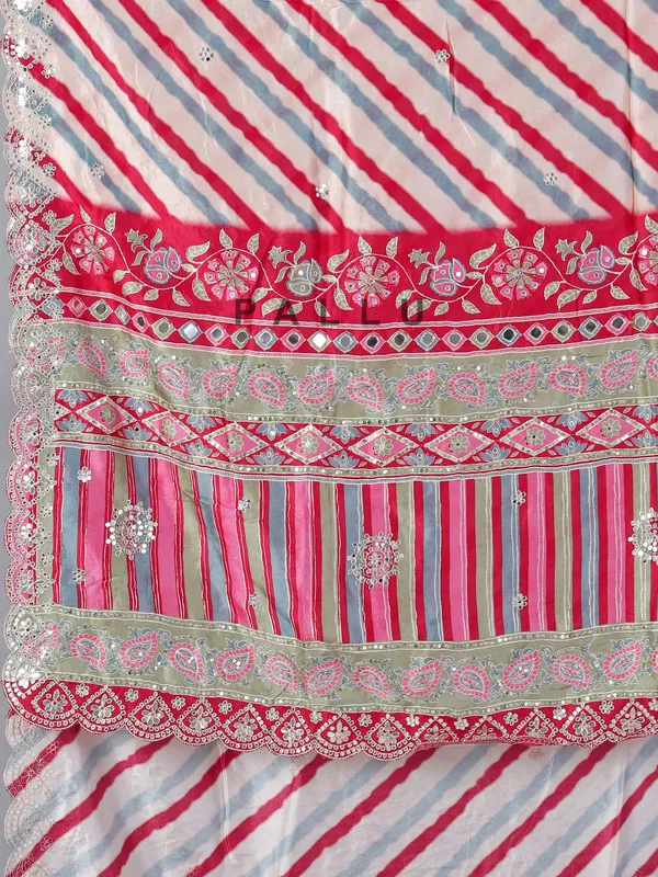 Off white crepe silk wedding wear saree