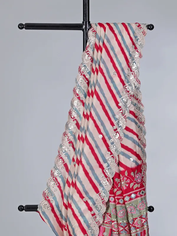 Off white crepe silk wedding wear saree