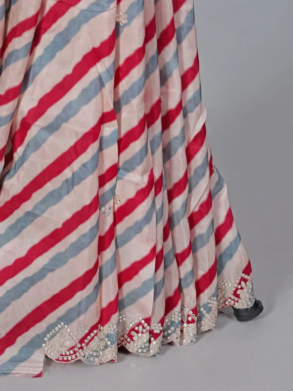 Off white crepe silk wedding wear saree