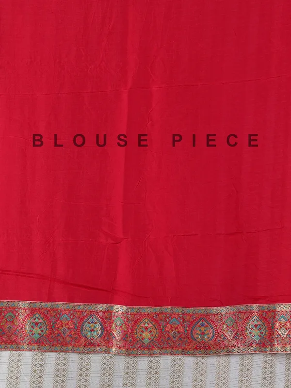 Off white dola silk saree with colorful motifs